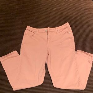 High rise skinny crop pastel pink jeans